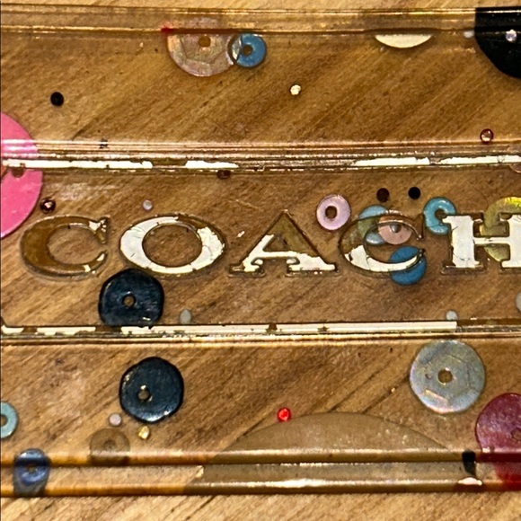 3.5" Coach Poppy XL Multicolor Confetti Lucite Hangtag Bag Fob Charm Keychain - Picture 3 of 3